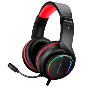 Наушники компьютерные XTRIKE GH-903 LED RGB подсветка черно-красные 2м - фото