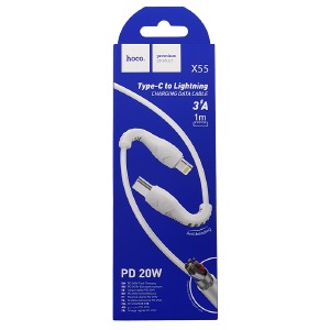 Кабель iPhone PD Type-C to Lightning Hoco X55 3A/20W белый 1м (31) - фото