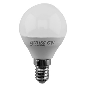 LED лампочка шар G45 E14 6W Gauss Elementary 4100K 2года гарантии - фото