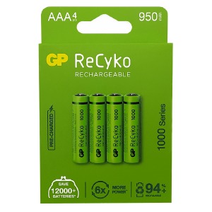 Аккумуляторы GP AAA R3 ReCyko по 4 шт(мизинчиковые) 1000 mA/цена за 1 бат. - фото