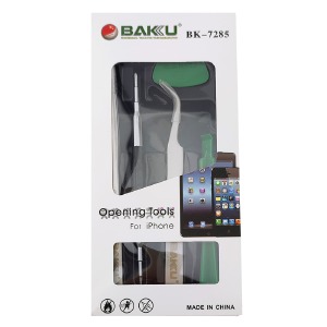 Набор инструментов Baku BK-7285 для iPhone (двухсторонняя отвертка *0,8,+1,2, 2 пинцета прямой и изогнутый,пластиковая лопатка,медиатор) - фото