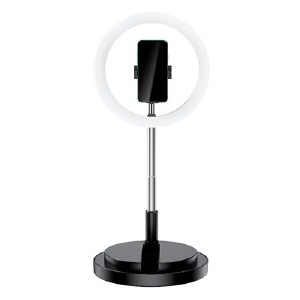 Кольцевая LED-селфи лампа 29см с держателем Usams US-ZB120 (h-1.68m) черная - фото