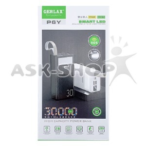 Power bank/Павербанк 30000mA Gerlax P6Y LCD с фонариком черный - фото