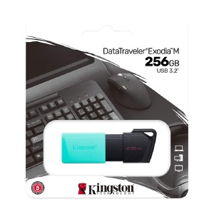 USB 256GB 3.2 Kingston DataTravel Exodia M черно-бирюзовая - фото