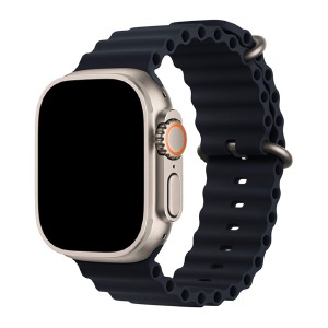 Ремешок для Apple Watch 42/44/45/49mm Ocean Band силиконовый черный ML - фото