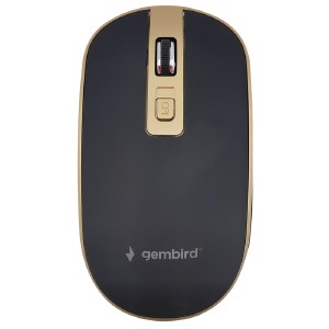 Компьютерная мышка беспроводная Gembird MUSW-4B-06-BG черная с золотом - фото