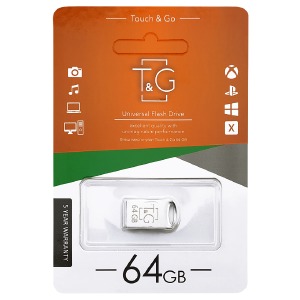 USB 64GB 2.0 T&G 105 Metal стальная (короткая) - фото