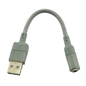Перехідник USB (тато) - 3,5 AUX (мама) Hoco LS37 сірий 0,15м - фото