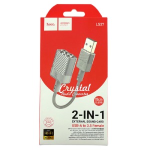 Звуковая карта USB кабель 0,15м Hoco LS37 серая - фото