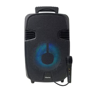 Колонка чемодан GTS-1248 8" 36x24x18 см USB/TF/BT/FM/AUX/RGB/микрофон черная - фото