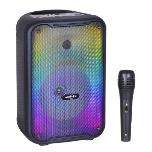 Колонка чемодан GTS-1726 Bluetooth 8" 36x24x18 см USB/TF/BT/FM/AUX/RGB/микрофон черная - фото
