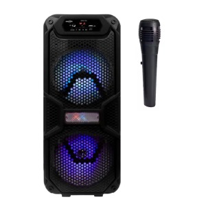 Колонка чемодан GTS-1701 Bluetooth 58x25x18 см USB/TF/BT/FM/TWS/AUX/RGB/микрофон черная - фото