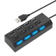 HUB USB 4в1 (USB2.0х4) с выключателями черный 0,4м - фото 1