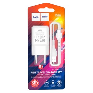 Блочок USB Hoco C96A 2.1A/1USB/блістер білий - фото
