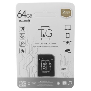 Карта пам'яті Micro SD 64GB (10) (+adapter) T&G UHS-ІII - фото