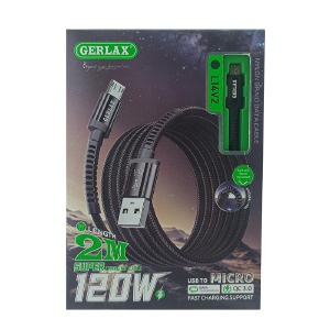 Кабель microUSB Gerlax L14V2 6А/OD4.0/FAST CHARGE чорний 2м - фото