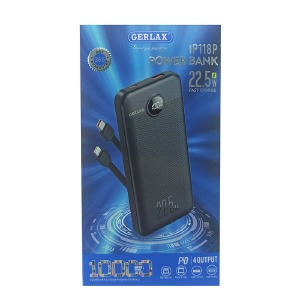 Power bank/Павербанк 10000mA Gerlax P118P 2USB/22.5WQC3.0/3А/кабель (input micro/Type-C) чорний - фото