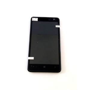 Дисплей для телефона Nokia 625 черный, с тачскрином, модуль с рамкой - фото