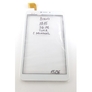 Сенсор (Touchscreen) для планшета Bravis NB85 3G IPS, 204*120 мм, белый, с рамкой,  тип 2, 51 pin - фото