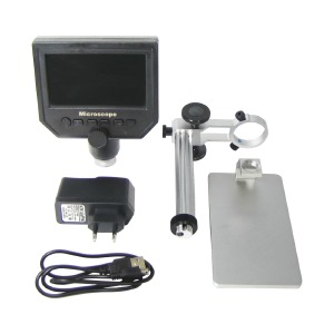 Микроскоп цифровой с монитором 4,3" и штативом G600+(запись видео и фото на microSD), фокус 20-120мм,кратность увеличения 600х* - фото