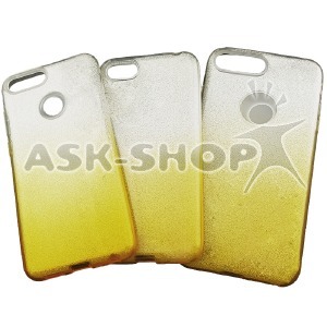 Силикон iPhone 6/6S градиент блестки желтые# - фото