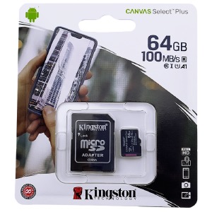 Карта памяти Micro SD 64GB (10) (+adapter) Kingston Canvas Select Plus UHS-I - фото
