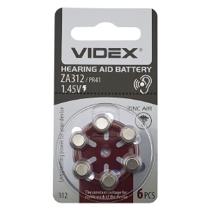 Батарейки PR-41/ZA312 Videx 1.4v (слуховой аппарат) по 6шт/цена за 1 бат. - фото