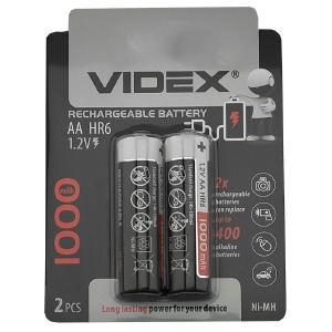 Аккумуляторы Videx AA R6 по 2 шт(пальчиковые) 1000mA/цена за 1 бат. - фото